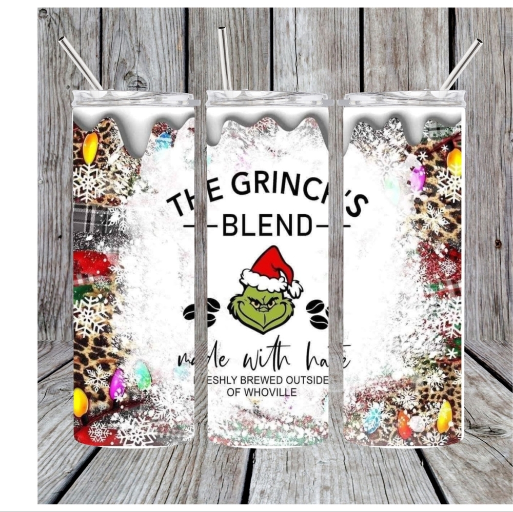 Christmas Grinch Tumbler with Straw